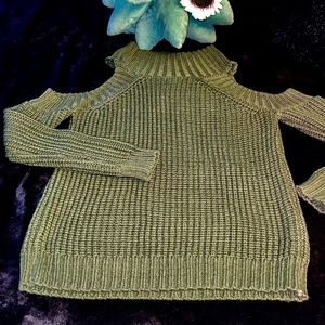 Olive Green Cutout Shoulder Sweater M/L